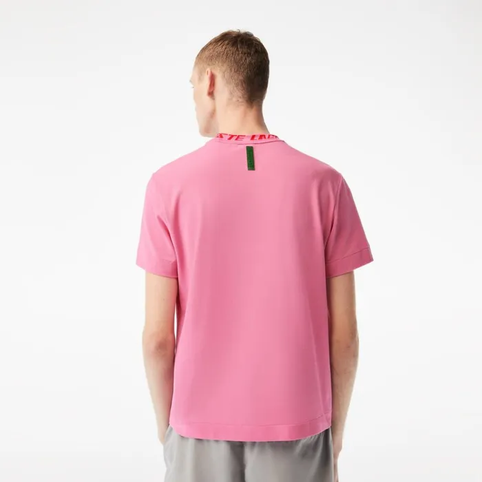 TShirts Men Lacoste Men039s Regular Fit Branded Collar TShirt Bubblegum Pink 2r3
