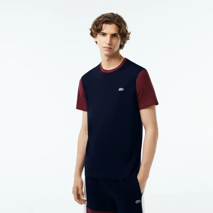 TShirts Men Lacoste Men039s Regular Fit Colorblock Jersey TShirt Navy Blue Bordeaux R1i