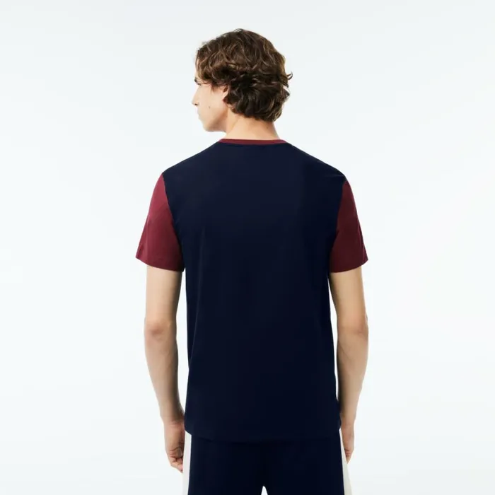 TShirts Men Lacoste Men039s Regular Fit Colorblock Jersey TShirt Navy Blue Bordeaux R1i