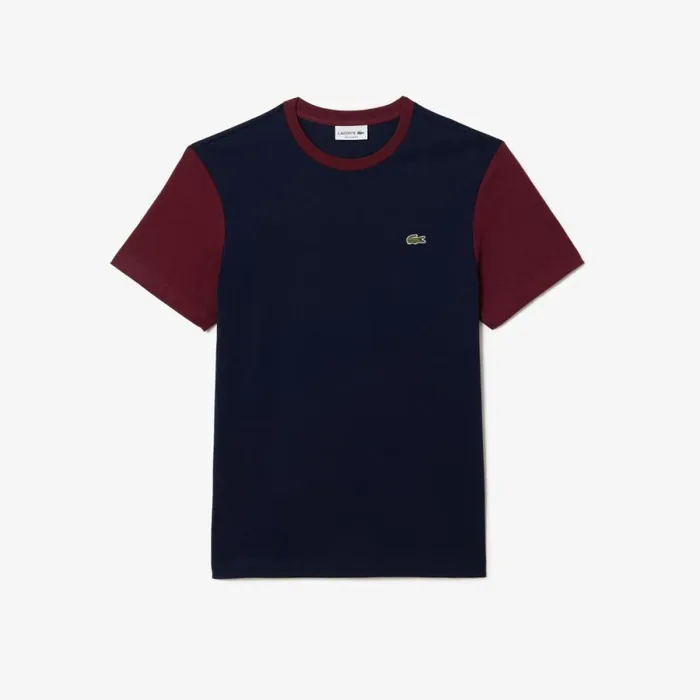 TShirts Men Lacoste Men039s Regular Fit Colorblock Jersey TShirt Navy Blue Bordeaux R1i