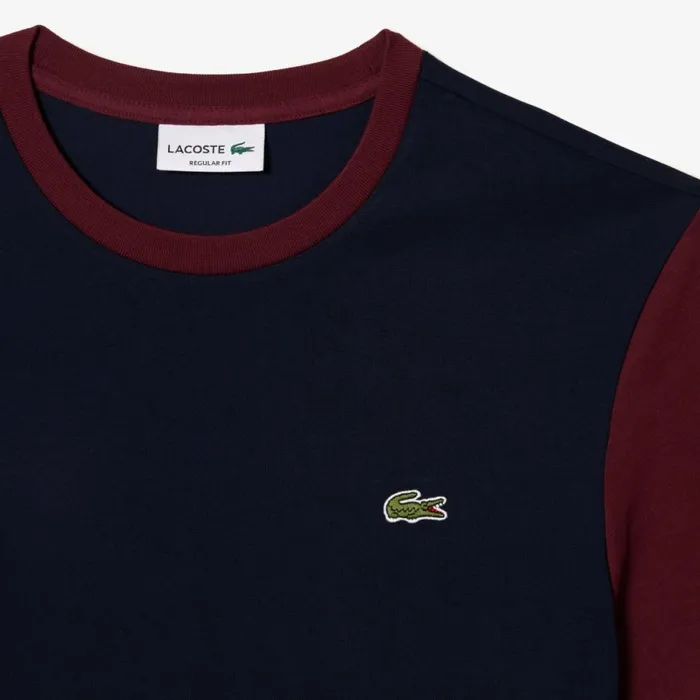 TShirts Men Lacoste Men039s Regular Fit Colorblock Jersey TShirt Navy Blue Bordeaux R1i