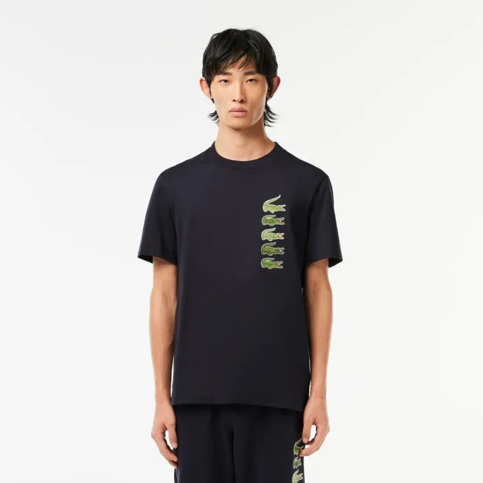 TShirts Men Lacoste Men039s Regular Fit Iconic Croc TShirt Abysm Blue Hde