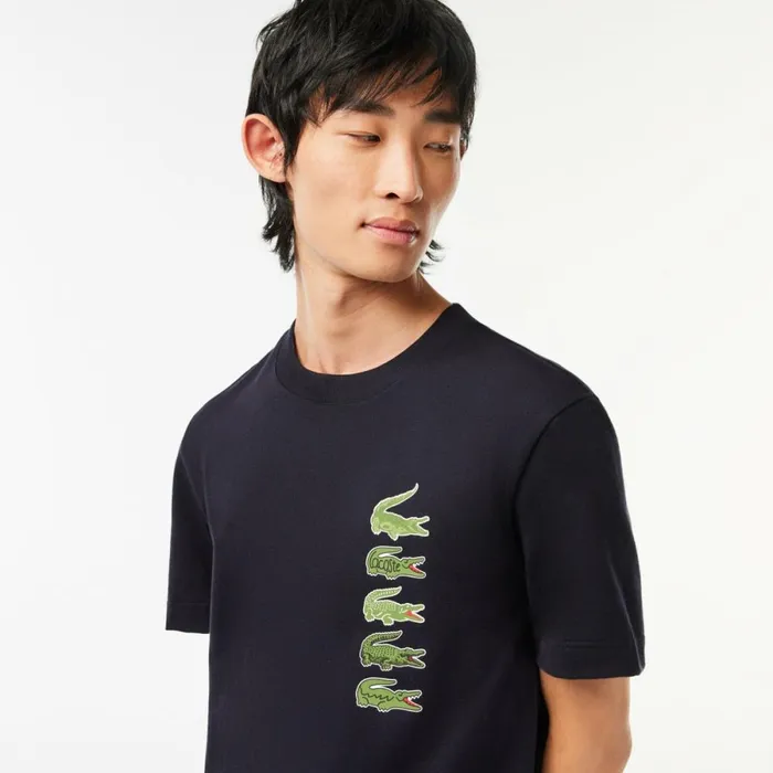 TShirts Men Lacoste Men039s Regular Fit Iconic Croc TShirt Abysm Blue Hde