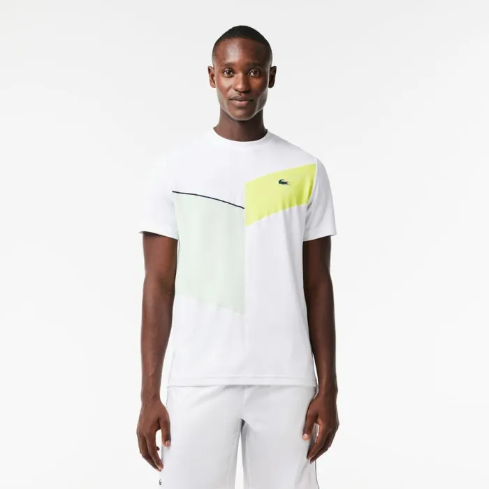 TShirts Men Lacoste Men039s Regular Fit Seamless Tennis TShirt White Flashy Yellow Green Navy Blue Izl