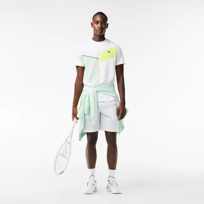 TShirts Men Lacoste Men039s Regular Fit Seamless Tennis TShirt White Flashy Yellow Green Navy Blue Izl