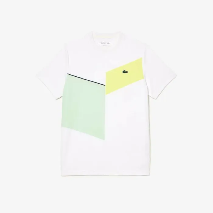 TShirts Men Lacoste Men039s Regular Fit Seamless Tennis TShirt White Flashy Yellow Green Navy Blue Izl