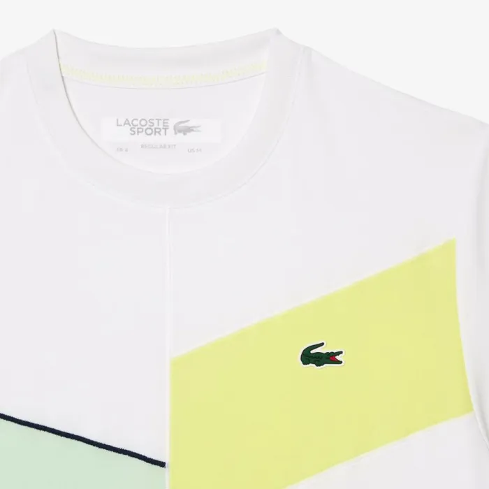 TShirts Men Lacoste Men039s Regular Fit Seamless Tennis TShirt White Flashy Yellow Green Navy Blue Izl