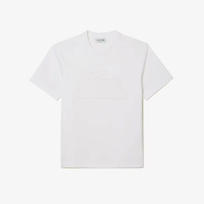 TShirts Men Lacoste Men039s Relaxed Fit Quilted Badge Jersey TShirt White 001