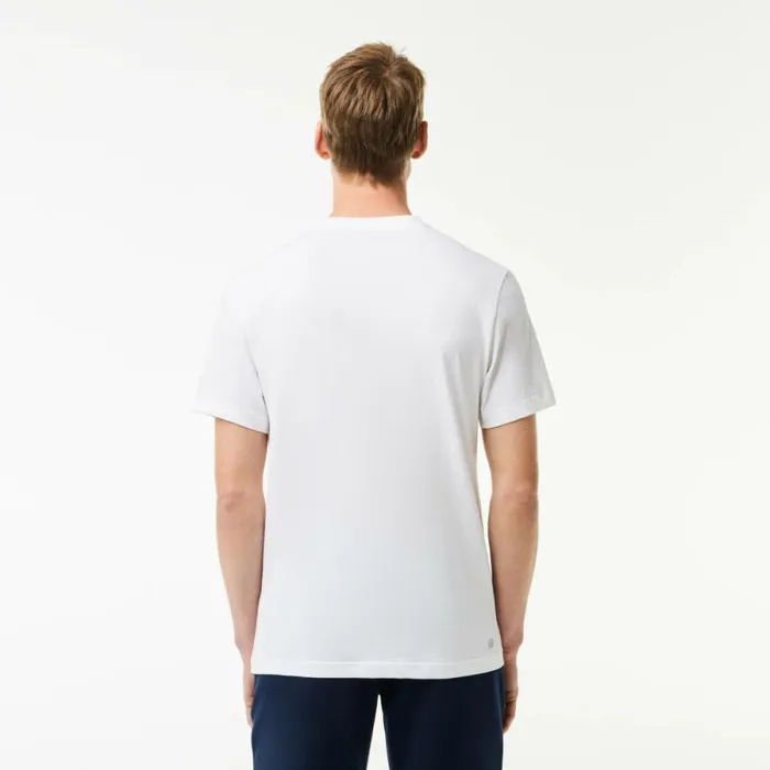 TShirts Men Lacoste Men039s UltraDry Printed Sport TShirt White 001