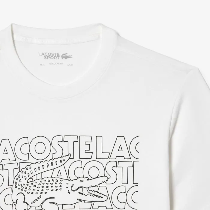 TShirts Men Lacoste Men039s UltraDry Printed Sport TShirt White 001