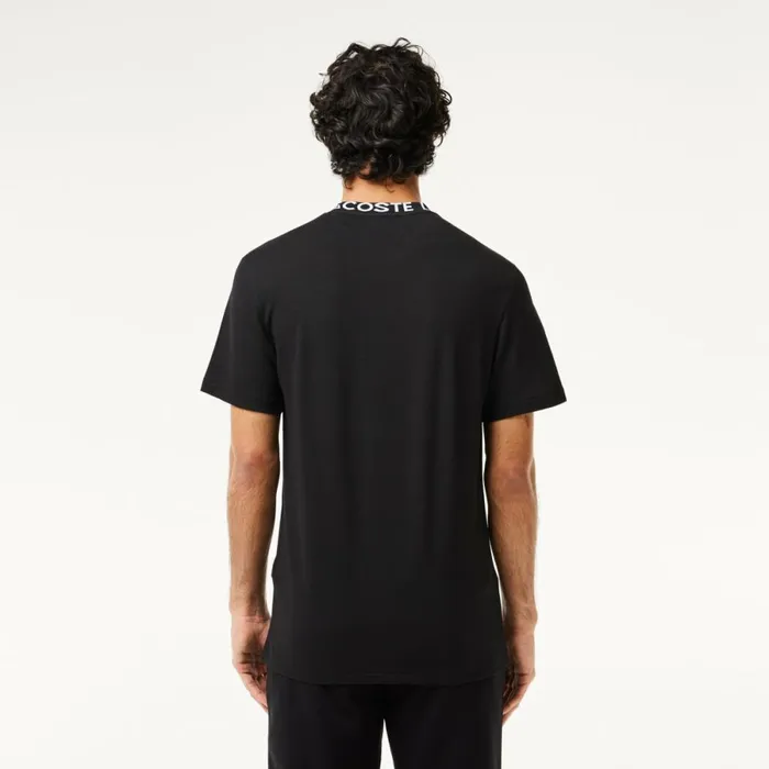 TShirts Men Lacoste Men039s Ultralight Piqu Logo Jacquard Collar TShirt Black 031