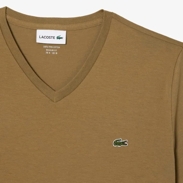 TShirts Men Lacoste Men039s VNeck Pima Cotton Jersey TShirt Brown Six