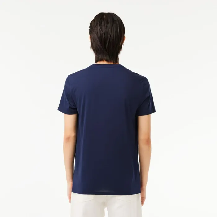 TShirts Men Lacoste Men039s VNeck Pima Cotton Jersey TShirt Navy Blue 166