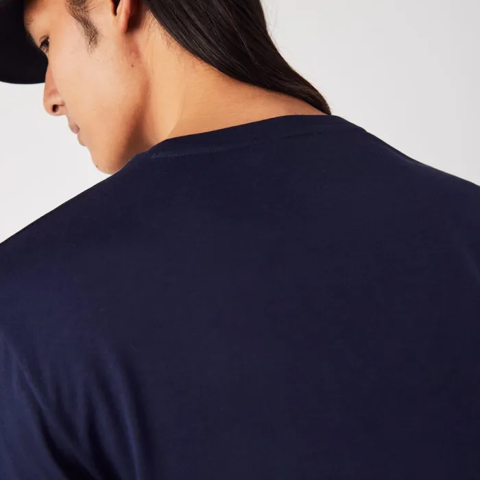TShirts Men Lacoste Men039s VNeck Pima Cotton Jersey TShirt Navy Blue 166
