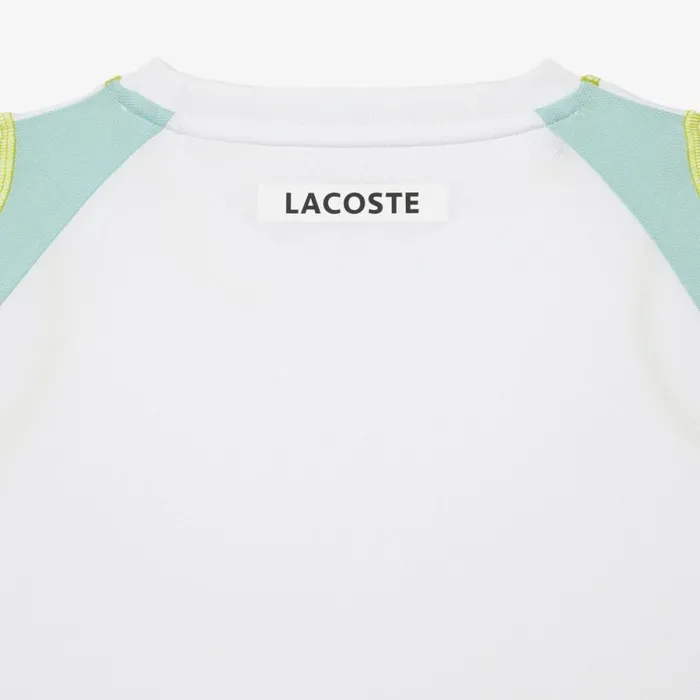 TShirts Men Lacoste Mens AbrasionResistant Tennis TShirt White Light Green Yellow Awc
