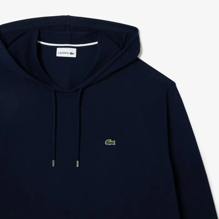 TShirts Men Lacoste Mens Big Fit Hooded TShirt Navy Blue 166