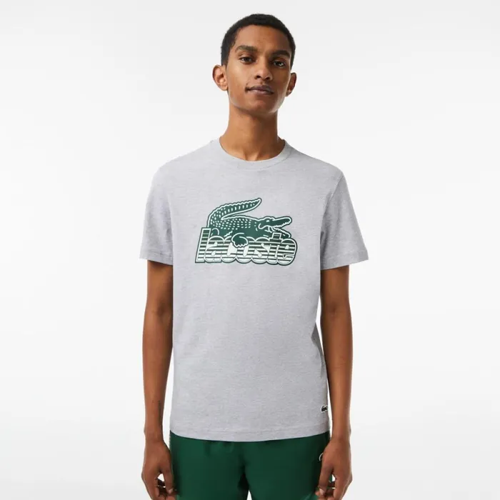 TShirts Men Lacoste Mens Cotton Jersey Print TShirt Grey Chine Cca