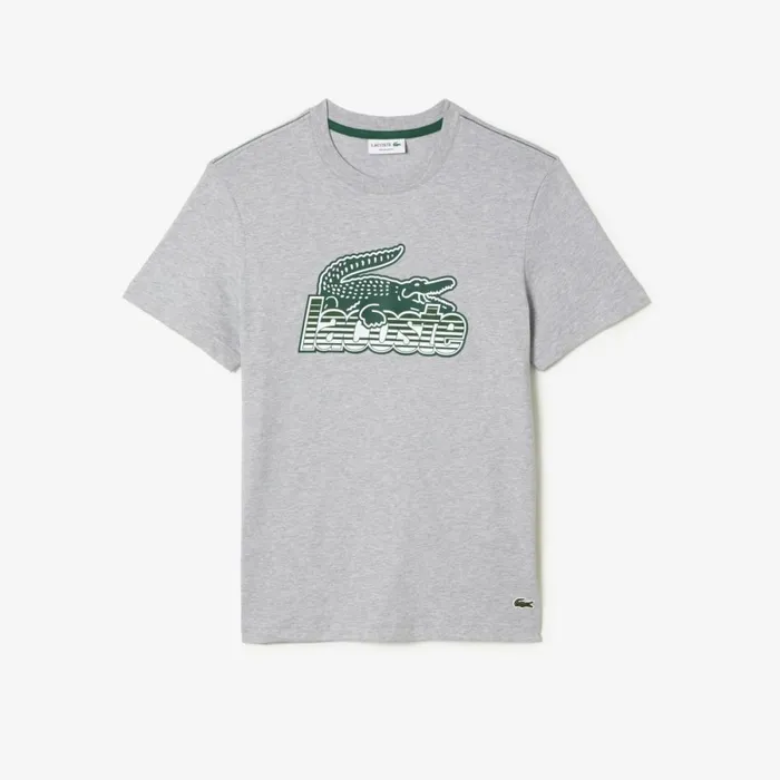 TShirts Men Lacoste Mens Cotton Jersey Print TShirt Grey Chine Cca