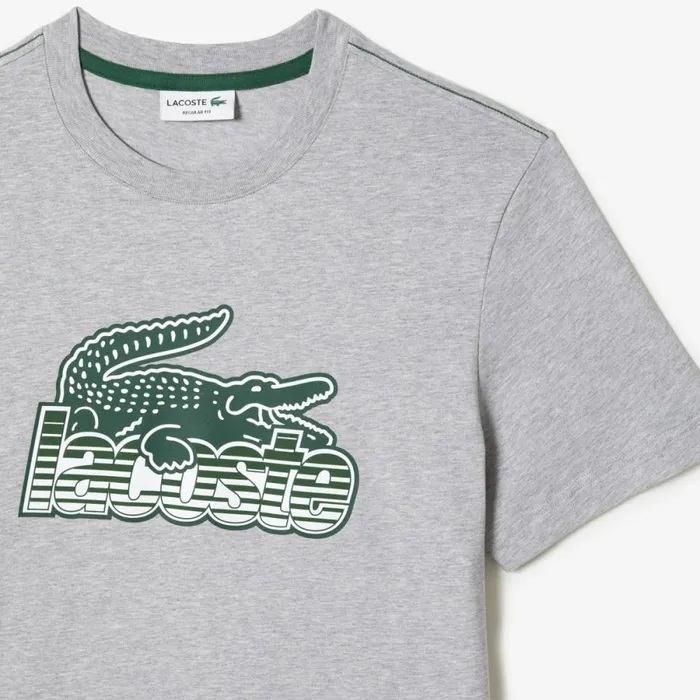 TShirts Men Lacoste Mens Cotton Jersey Print TShirt Grey Chine Cca
