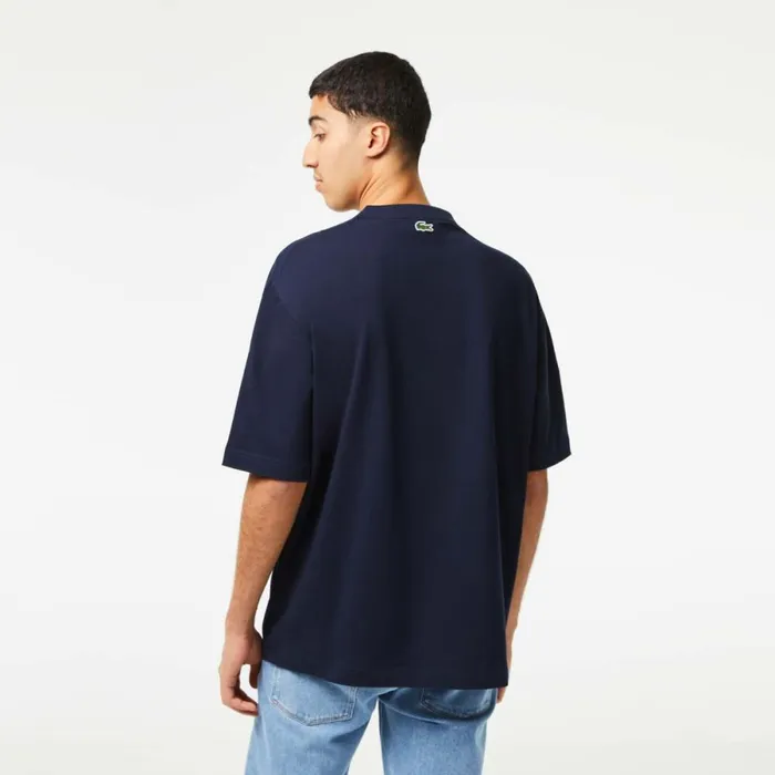 TShirts Men Lacoste Mens Oversize Fit Tennis Print TShirt Navy Blue 166