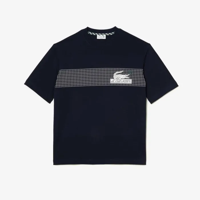 TShirts Men Lacoste Mens Oversize Fit Tennis Print TShirt Navy Blue 166