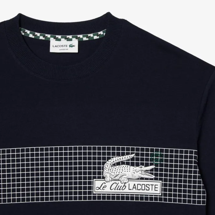 TShirts Men Lacoste Mens Oversize Fit Tennis Print TShirt Navy Blue 166