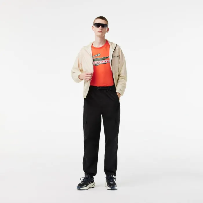 TShirts Men Lacoste Mens SPORT Regular Fit Organic Cotton TShirt Orange 02k