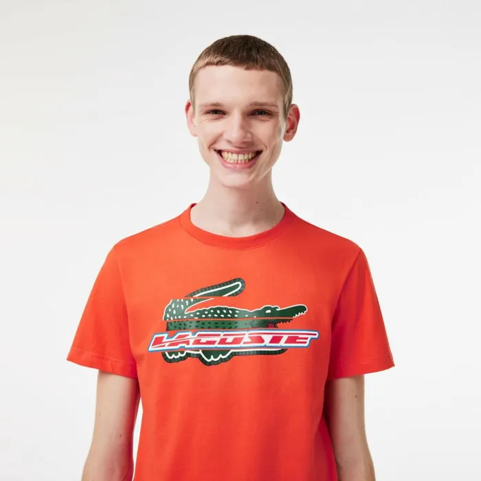 TShirts Men Lacoste Mens SPORT Regular Fit Organic Cotton TShirt Orange 02k