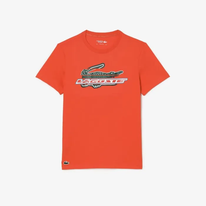 TShirts Men Lacoste Mens SPORT Regular Fit Organic Cotton TShirt Orange 02k