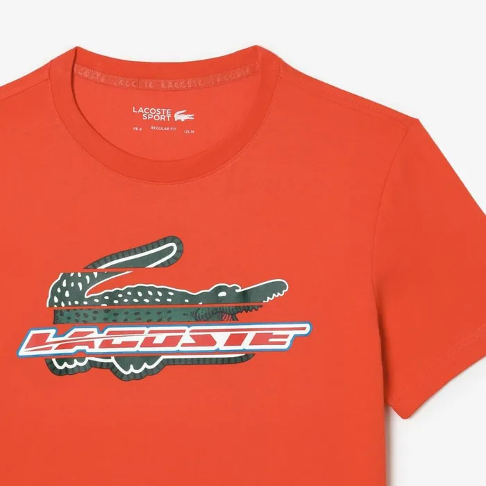 TShirts Men Lacoste Mens SPORT Regular Fit Organic Cotton TShirt Orange 02k