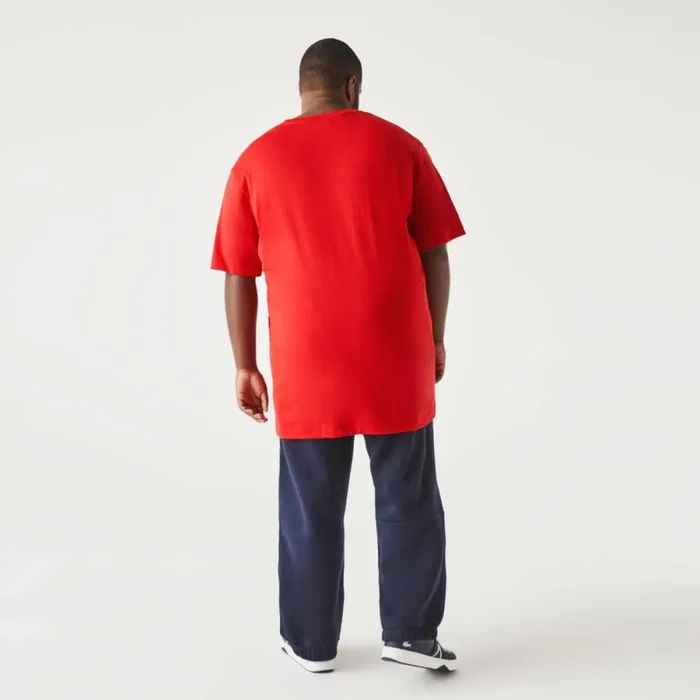 TShirts Men Lacoste Mens Tall Fit Ribbed VNeck Cotton TShirt Red 240