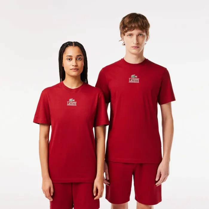 TShirts Men Lacoste Unisex Regular Fit Cotton Jersey Branded TShirt Bordeaux Ixx