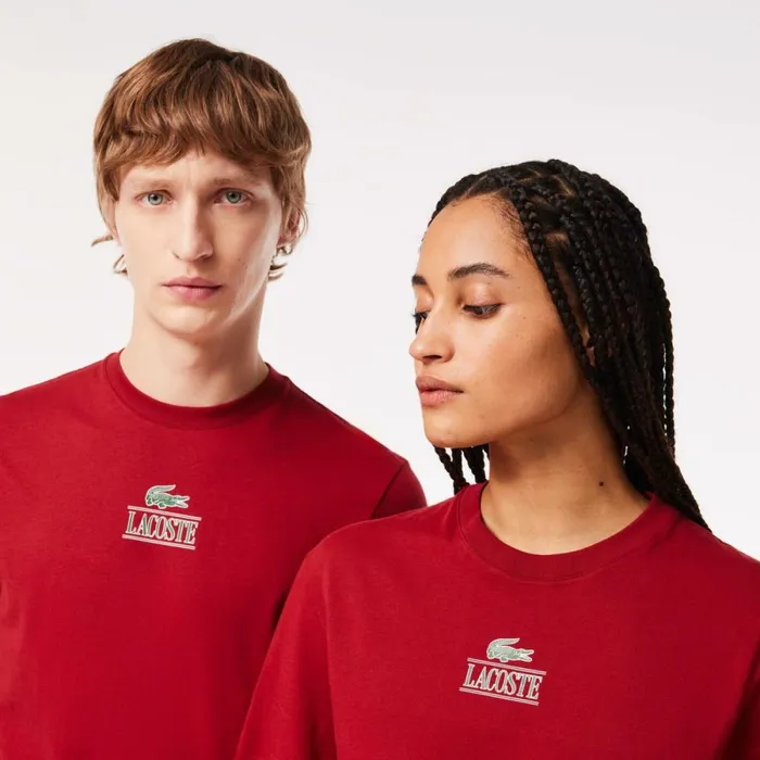 TShirts Men Lacoste Unisex Regular Fit Cotton Jersey Branded TShirt Bordeaux Ixx