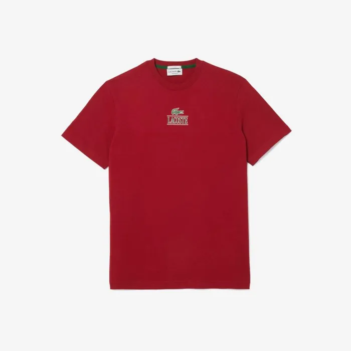 TShirts Men Lacoste Unisex Regular Fit Cotton Jersey Branded TShirt Bordeaux Ixx