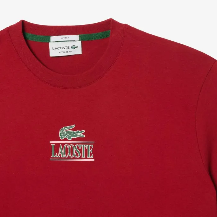 TShirts Men Lacoste Unisex Regular Fit Cotton Jersey Branded TShirt Bordeaux Ixx