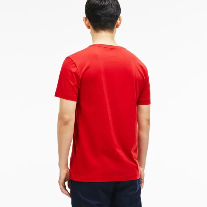 TShirts Men Lacoste VNeck TShirt In Pima Cotton Red 240