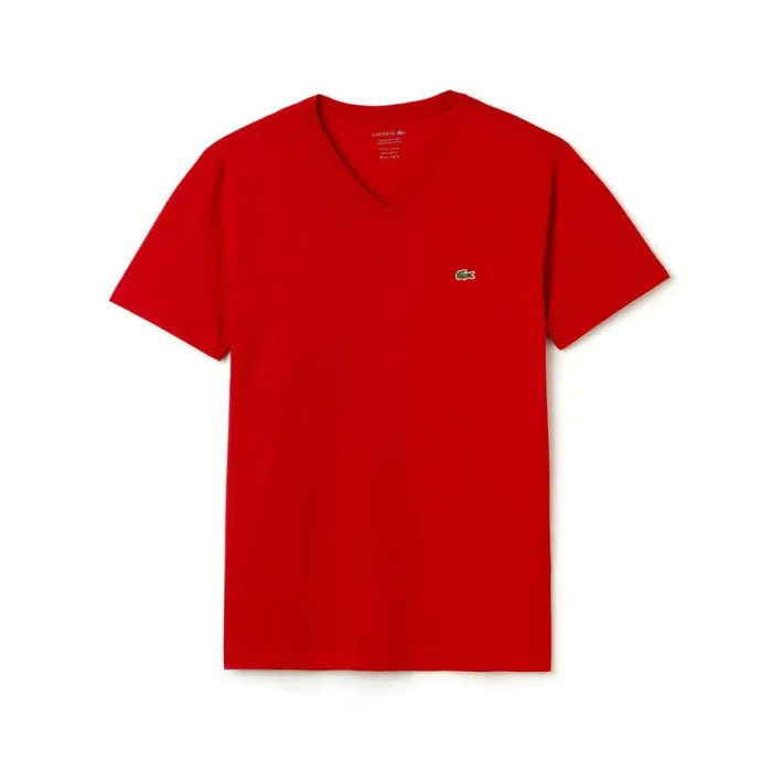TShirts Men Lacoste VNeck TShirt In Pima Cotton Red 240