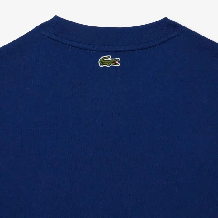 TShirts MenWomen Lacoste Unisex Loose Fit Large Croc Organic Heavy Cotton TShirt Methylene Blue F9f