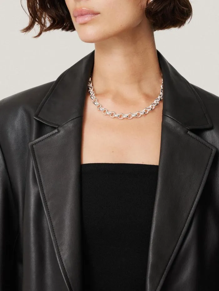 Tailored Leather Blazer Black Women Jigsaw Coats and Jackets