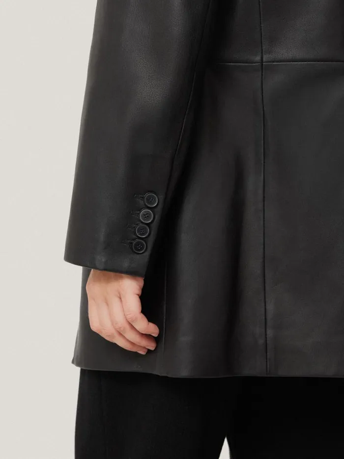 Tailored Leather Blazer Black Women Jigsaw Coats and Jackets