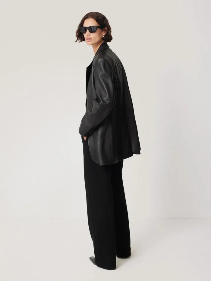 Tailored Leather Blazer Black Women Jigsaw Coats and Jackets