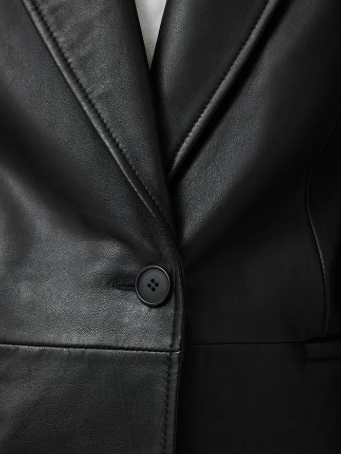 Tailored Leather Blazer Black Women Jigsaw Coats and Jackets