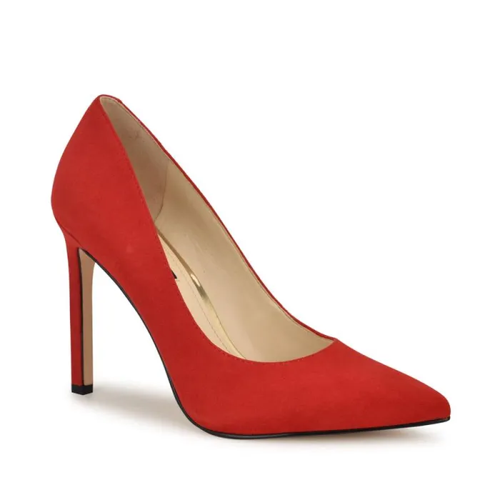 Tatiana Pointy Toe Pumps Red Suede Women Nine West Heels