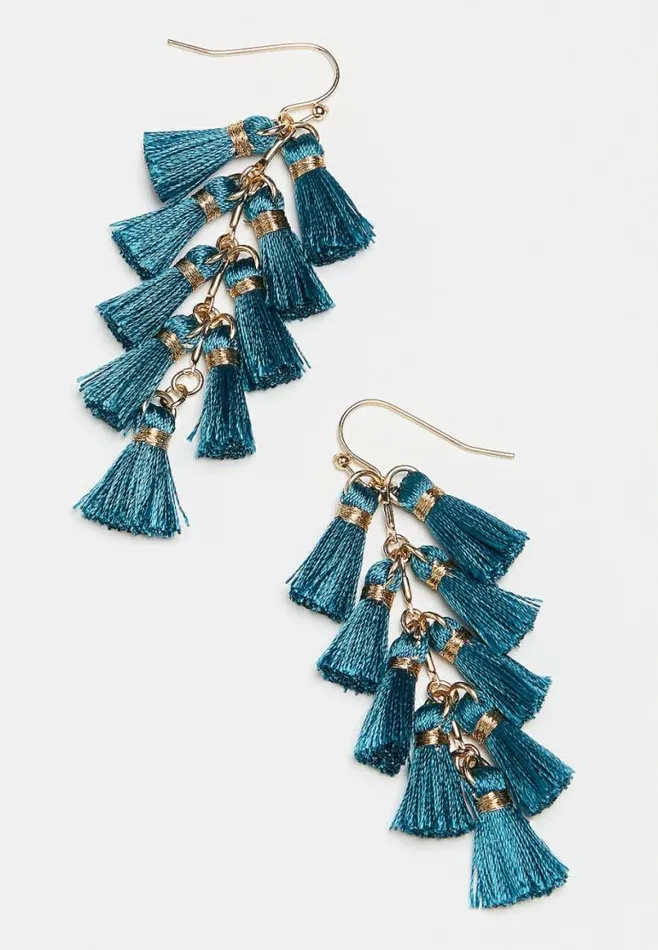 Teal Fringe Drop Earrings Women Maurices Jewelry