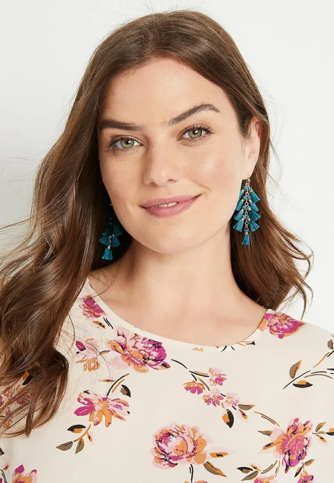Teal Fringe Drop Earrings Women Maurices Jewelry