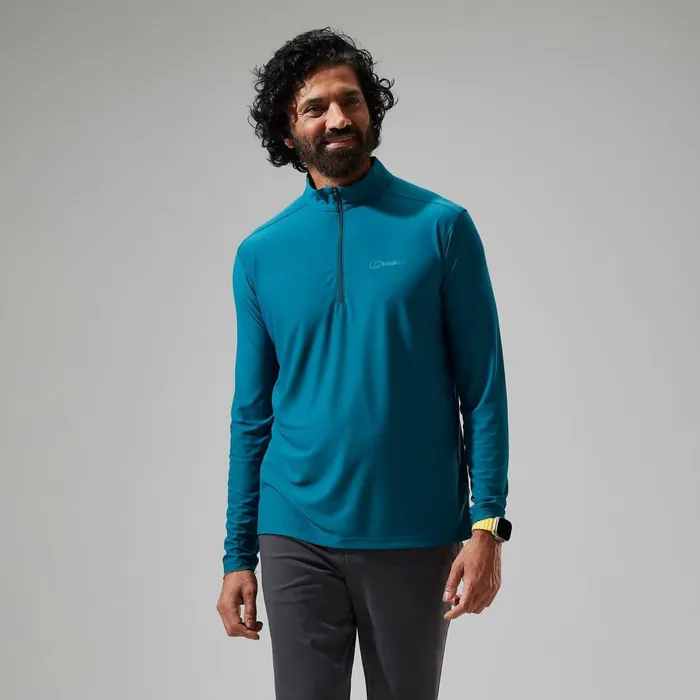 Technical Baselayers Men Berghaus 247 Half Zip Long Sleeve Tech Tee 8211 Turquoise