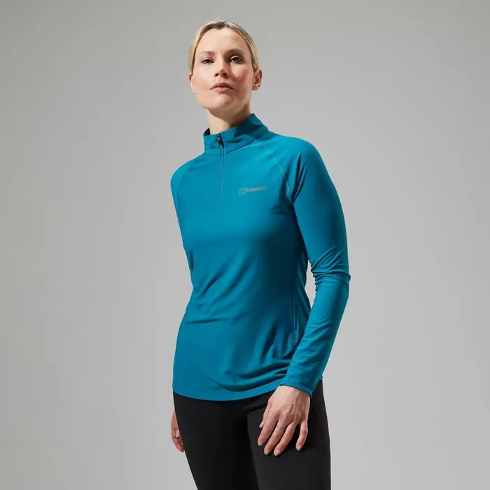 Technical Baselayers Women Berghaus 247 Half Zip Long Sleeve Tech Tee 8211 Turquoise