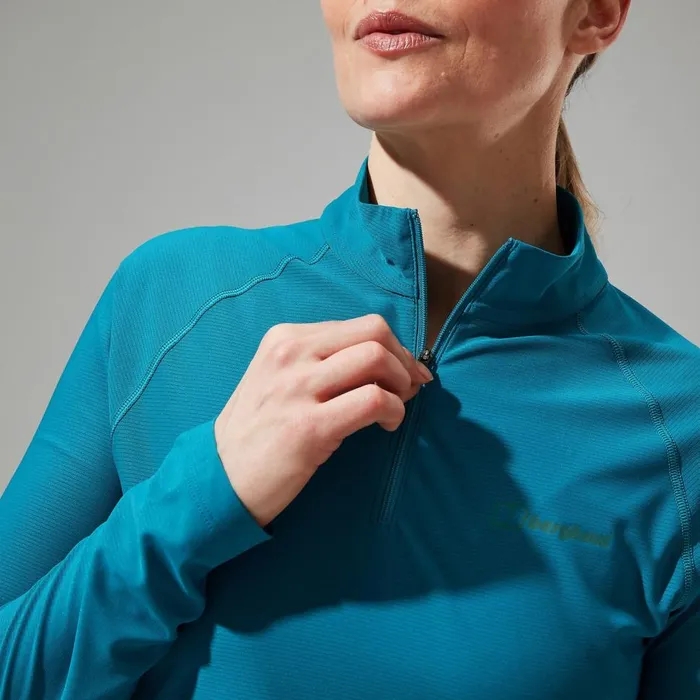 Technical Baselayers Women Berghaus 247 Half Zip Long Sleeve Tech Tee 8211 Turquoise
