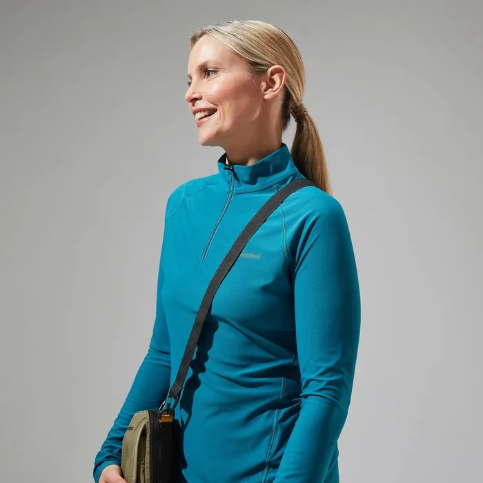 Technical Baselayers Women Berghaus 247 Half Zip Long Sleeve Tech Tee 8211 Turquoise