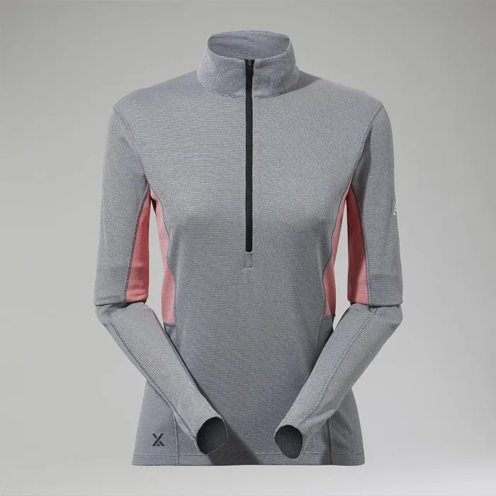 Technical Baselayers Women Berghaus MTN Guide Long Sleeve Half Zip 8211 GreyRed
